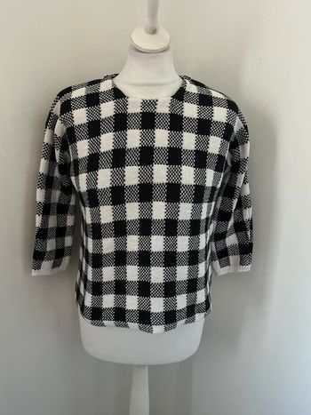 Pull à carreaux noir et blanc Maje S