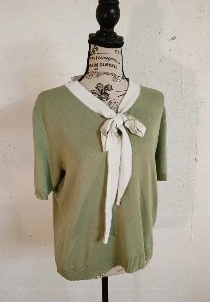 💚 Pull fin manches courtes – DAZY – Taille M – Bon état - photo numéro 6