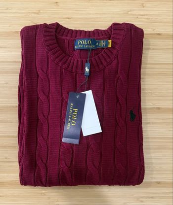 Pull Ralph Lauren torsadé rouge bordeaux