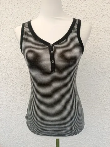 Débardeur basique rayé noir et blanc C&A taille S