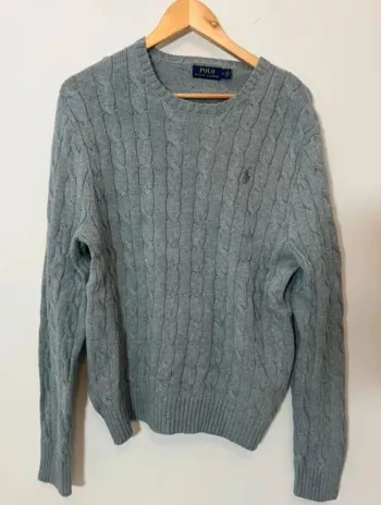 Pull Ralph Lauren torsadé gris