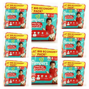 Lot de  272  Couches Pampers Baby Dry  Pants 19 + KG  Taille  8 Neuf
