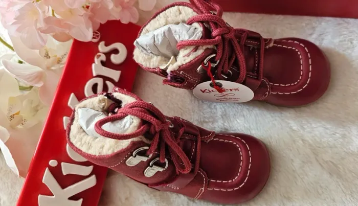 Bottes Bottines Cuir Zip Fourrées 1er pas 👣 semelle flexible Kickers T19 - photo numéro 3