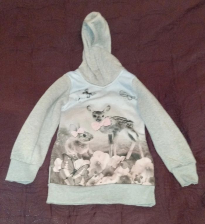 Robe pull doublé à capuche avec poches motif animaux