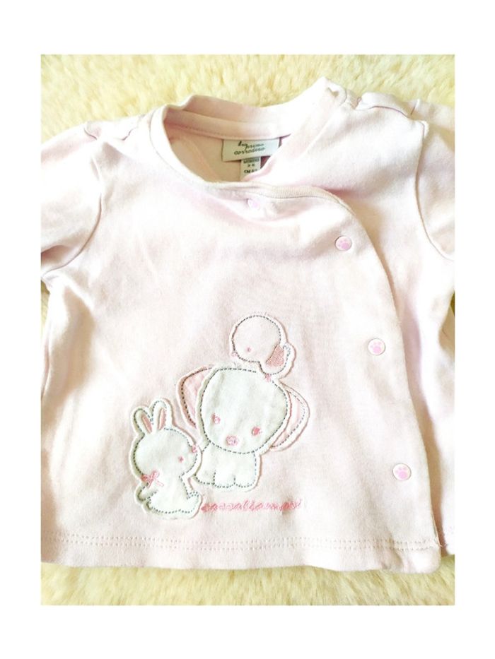 Ensemble 2 pièces cardigan + pantalon à pied bébé fille 3 mois mi-saison - photo numéro 3