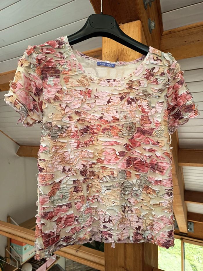 Top haut fleuri marie menez taille 36