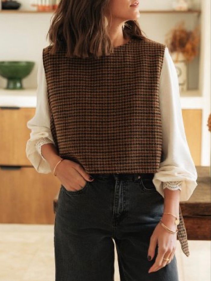 Top sans manches à nouer en laine taille S/M/L - photo numéro 2