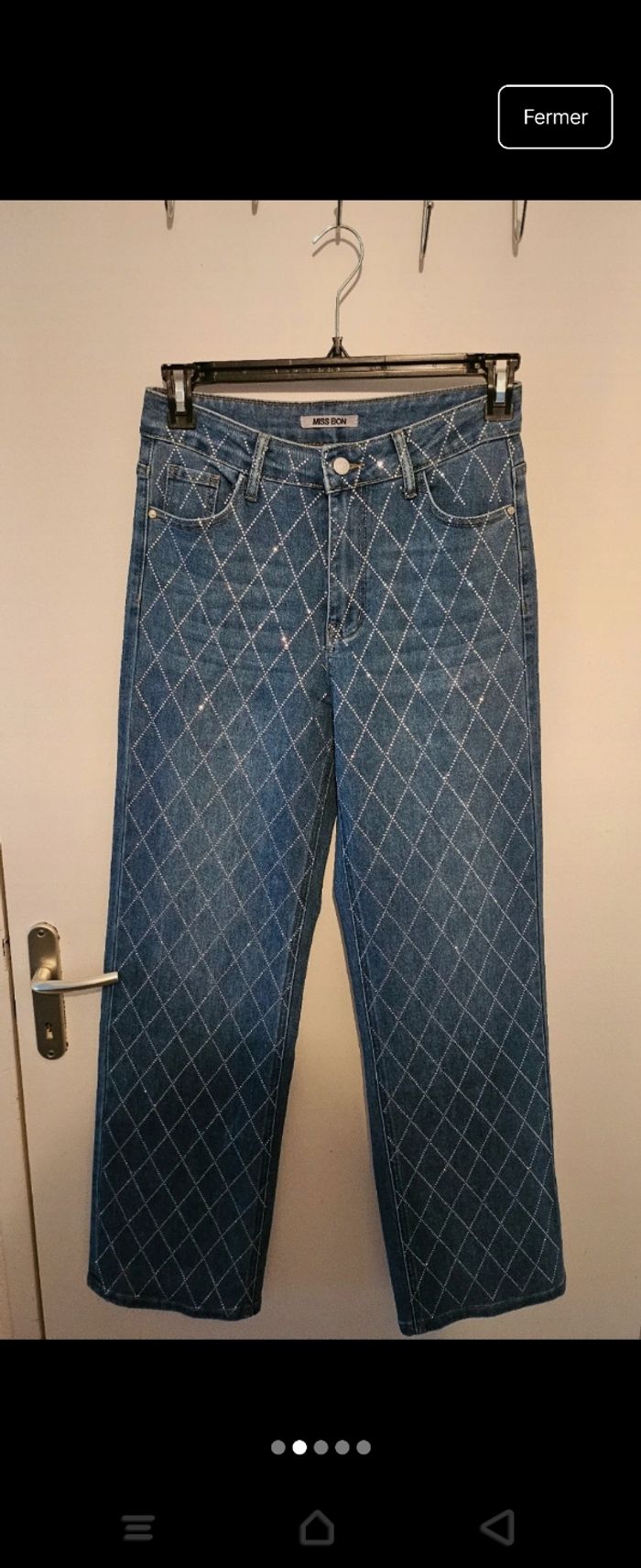 Jean strass bleu foncé coupe flare - photo numéro 2