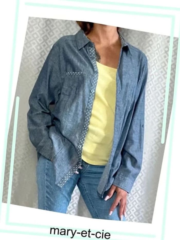 Chemise manches longues possible 3/4 . Taille 46. 100 % coton, blancheporte