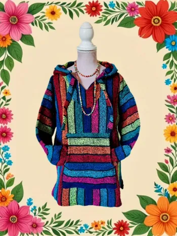 💙🌿 Baja Hoodie artisanal boho ethnique Made in Mexico ethnic festival hippie sweat 🌿💜