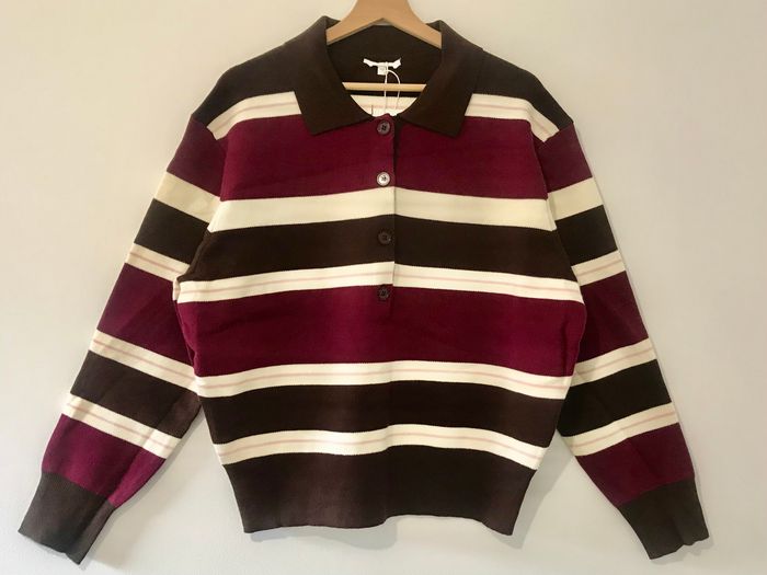Pull polo maille rayée - style Rétro Chic (TU)