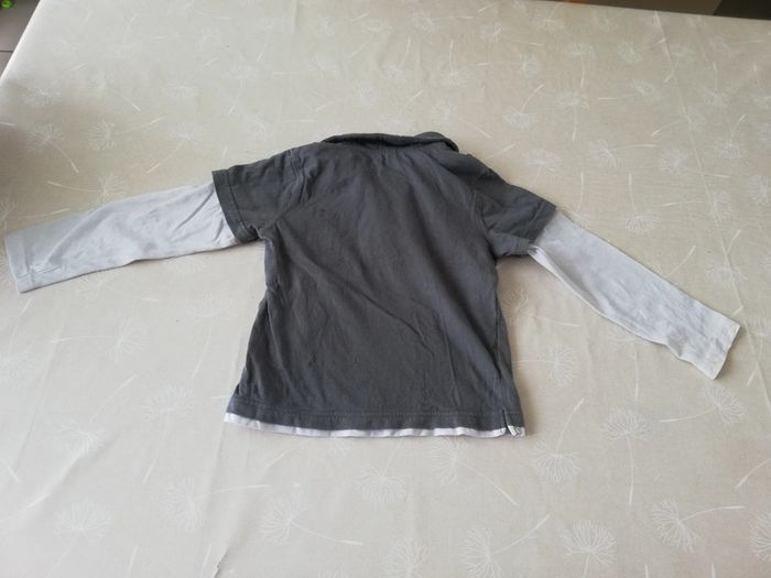 Polo manches longues gris/blanc 5 ans - photo numéro 3
