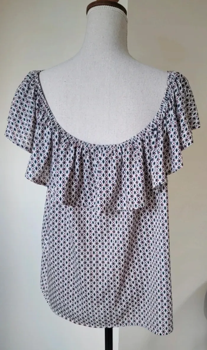Blouse sans manches à motifs bleu marine rouge écru H&M Taille XL ou 42 44 - photo numéro 6