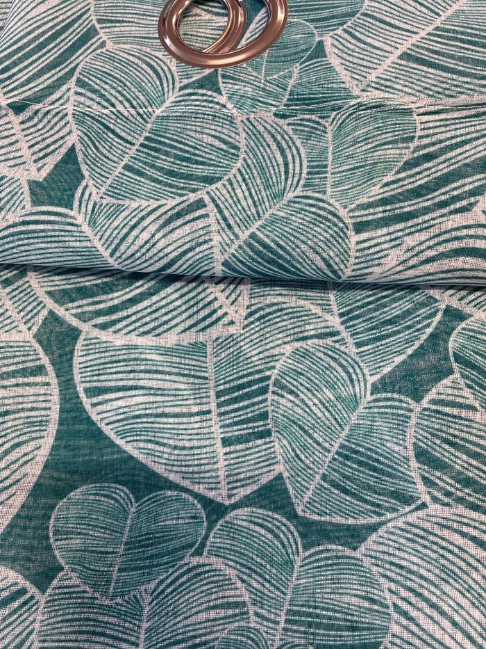 Lot de 2 voilages vert canard feuillages 140x250 2Adeco - photo numéro 3