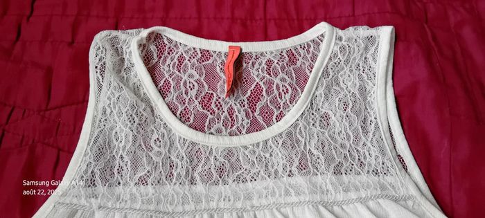 Haut blanc sans manches avec dentelle aspect gaufré fille 14 ans FPC - photo numéro 12