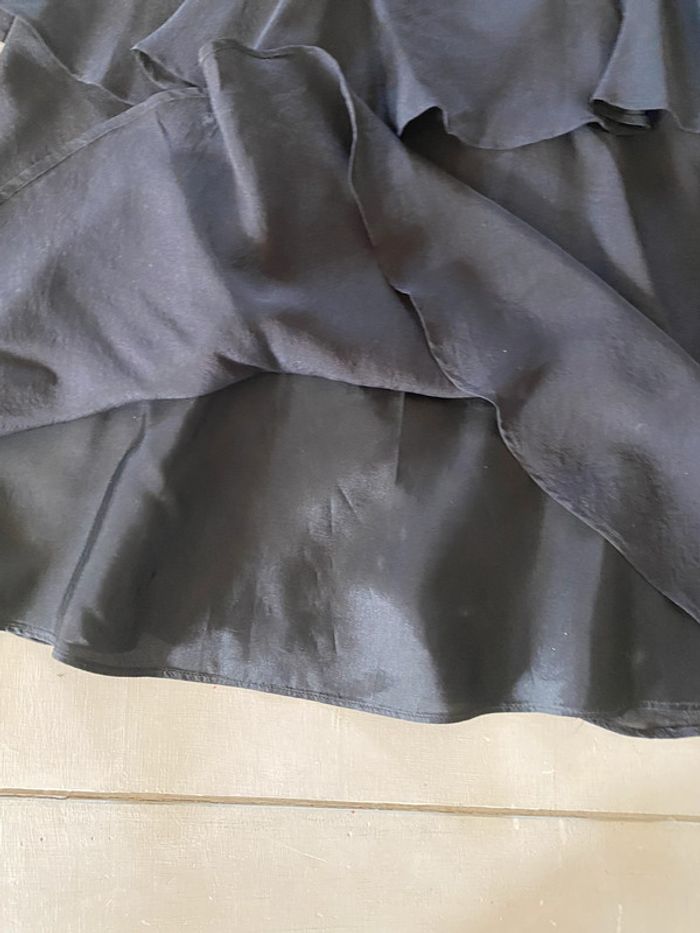 Robe 123 noire à volants 100% soie taille 38 - photo numéro 15