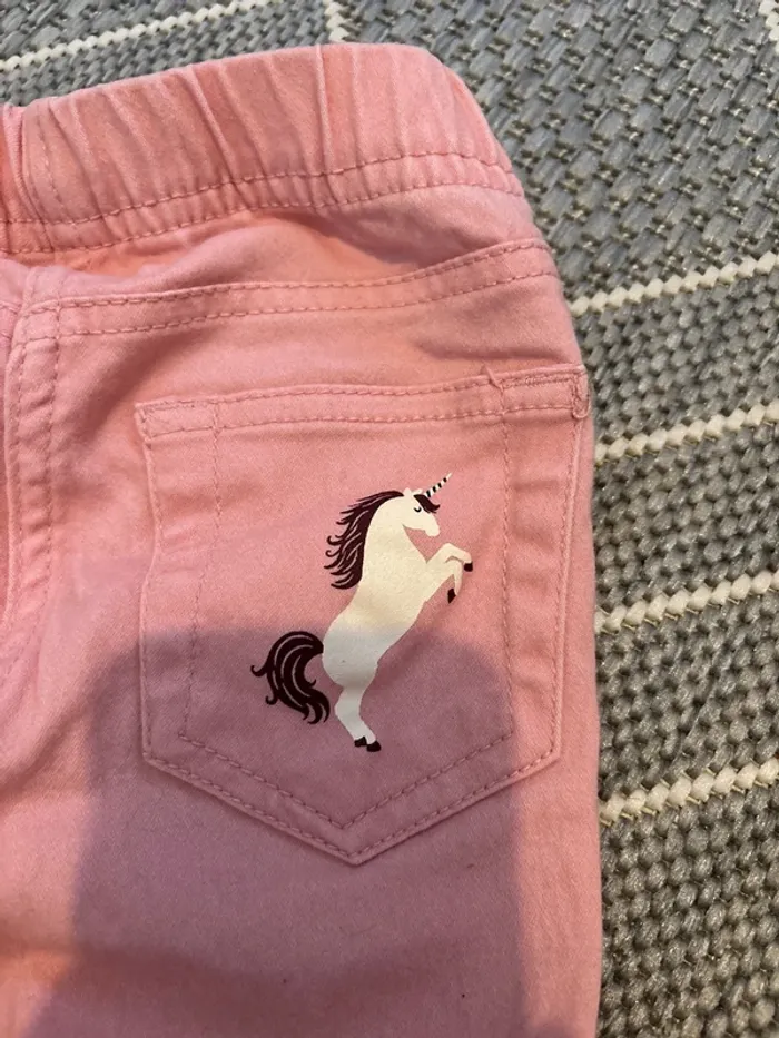 Pantalon jean rose licorne 2/4 ans fille - photo numéro 3