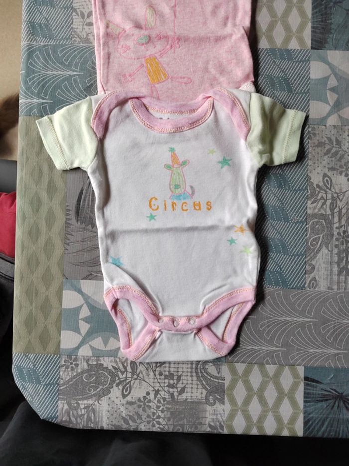 Lot de 2 bodys manches courtes fille Baby Tex 3 mois - photo numéro 2