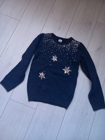 Pull laine bleu a sequin