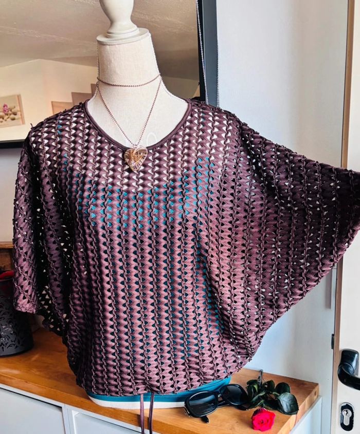 💕 top crochet marron de plage taille 38 m #zara - photo numéro 2