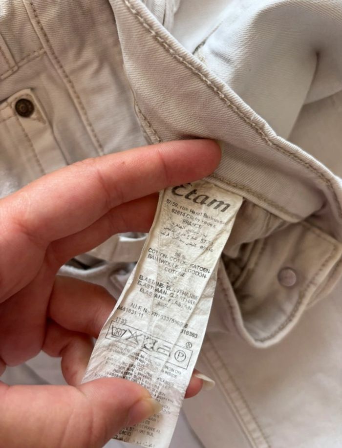 Jean etam jeans blanc écru crème taille basse slim y2k début 2000 taille M/38 - photo numéro 9