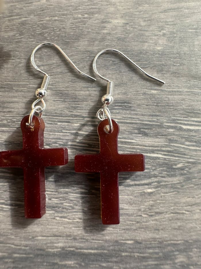 Boucles d'oreilles croix - photo numéro 3