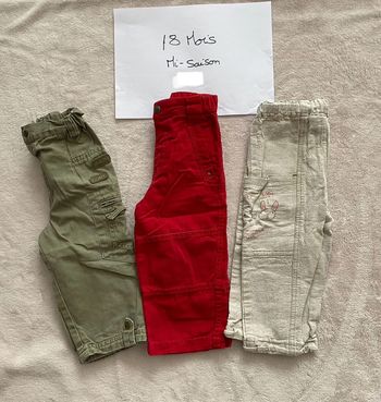 Lot de 3 pantalons longs légers 👖 ajustable à la taille - 18 mois - Du Pareil au même - TBE