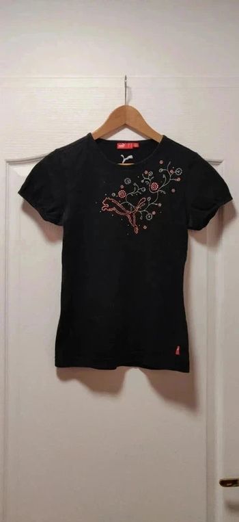 T-shirt mc noir et rose Puma M