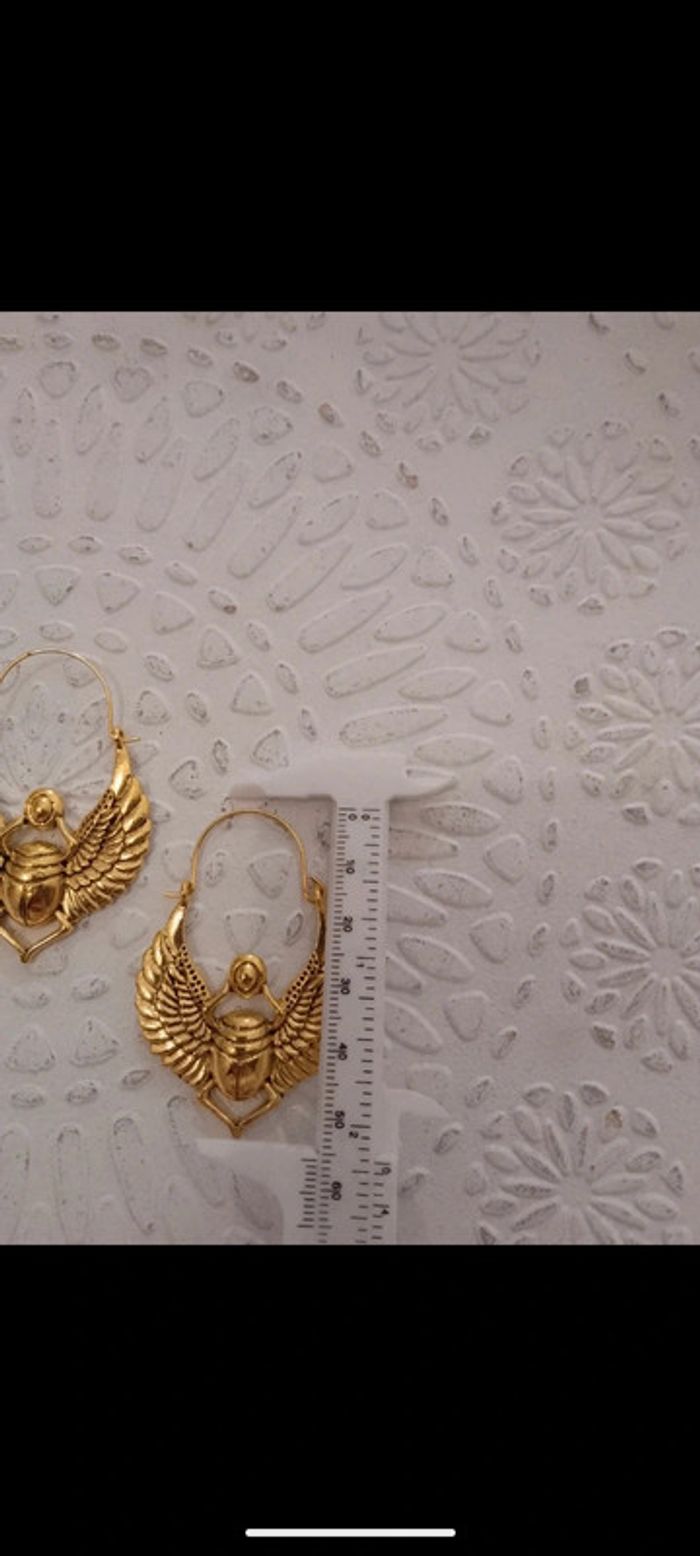 Boucles d'oreilles scarabées bohèmes dorées - photo numéro 2