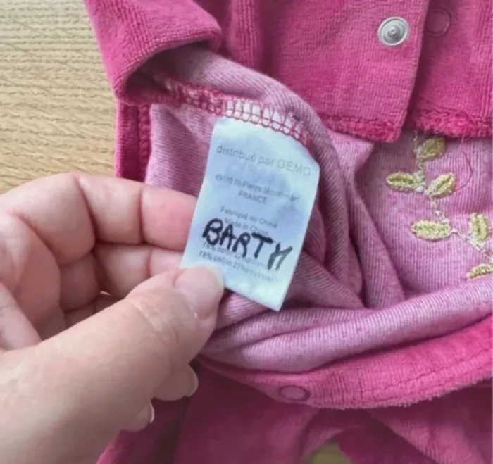 Pyjama en velours rose bébé fille 3 mois Gemo - photo numéro 9