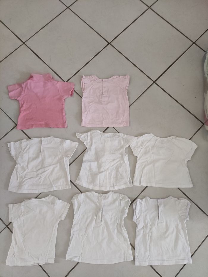 Lot de 8 tee-shirt fille 12 mois rose et blanc - photo numéro 2