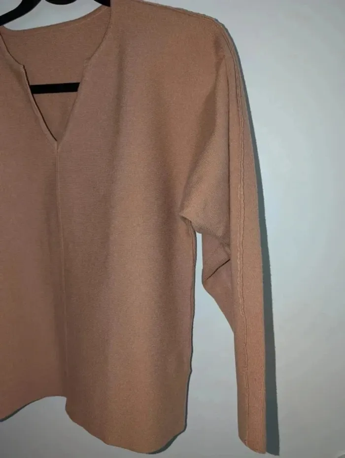 Pull femme camel col v taille L shein - photo numéro 2
