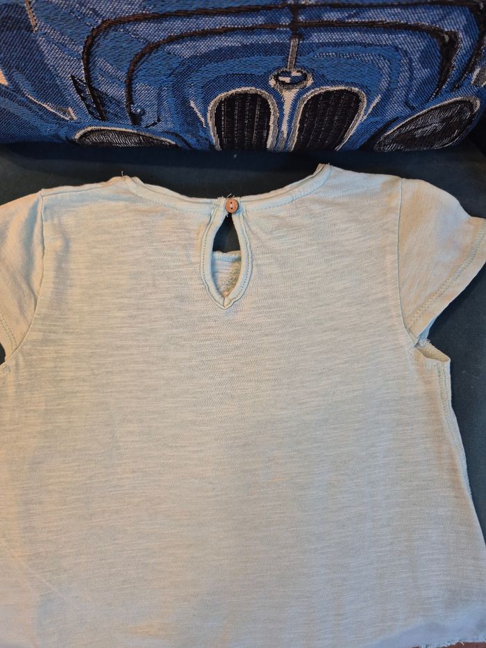 Tee-shirt Zara Babygirl t. 2/3 ans bleu clair - photo numéro 10