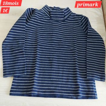 Sous pull bleu à rayures fille 18mois