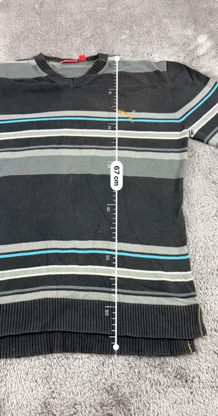 Pull à Rayures Puma Noir et Gris Taille M - photo numéro 3