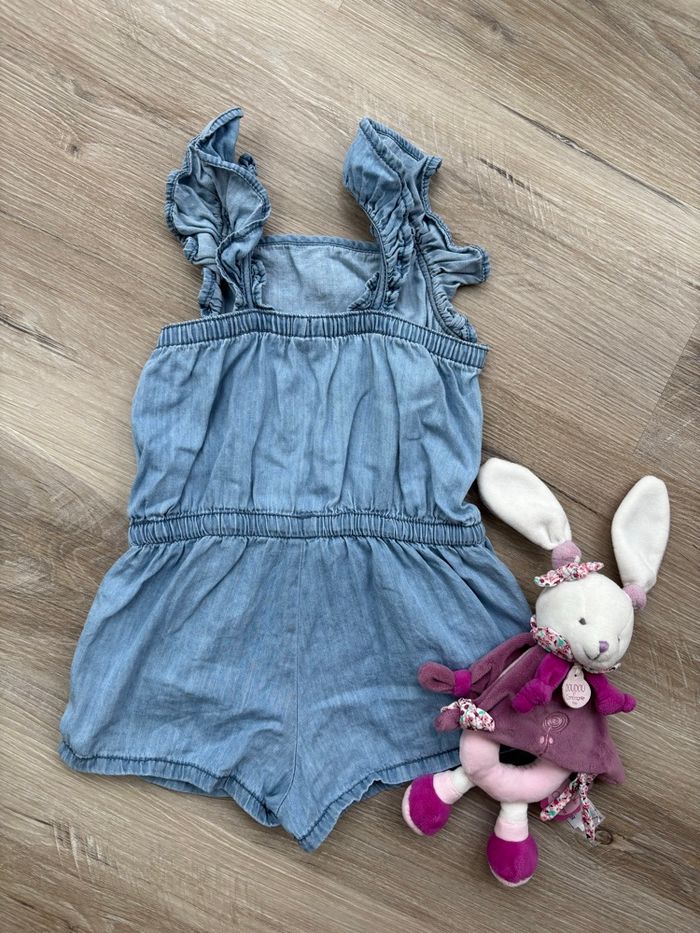 Salopette courte en jean souple taille 24 mois - photo numéro 2