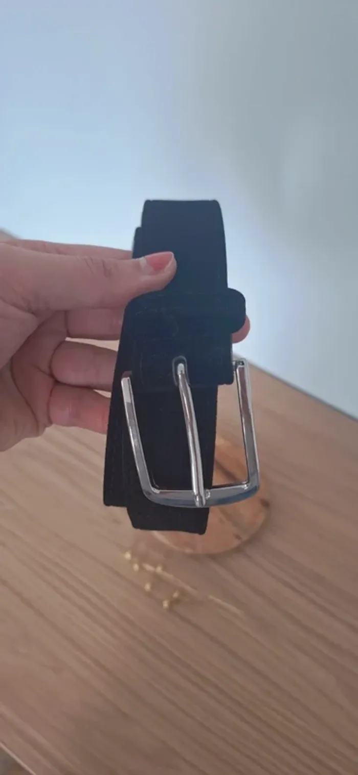 Ceinture noire boucle argentée – Élégance intemporelle 95 cm 🌟 - photo numéro 2