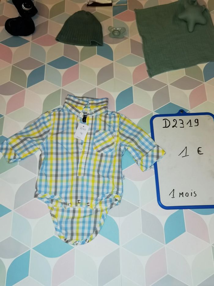 D2319 - body-chemise garçon 1 mois - photo numéro 3