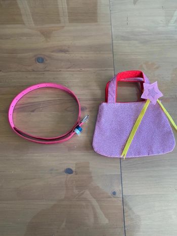Sac rose à paillettes Pakhuisoost et ceinture rose petite fille