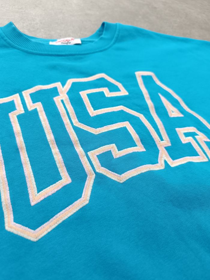Sweat Bleu USA Jennyfer logo brodé  - Taille XXS -  Très bon état - photo numéro 2