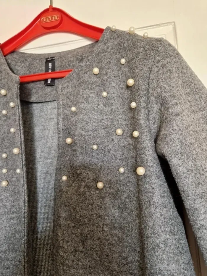 Veste grise moucheté perles nacrées - photo numéro 6