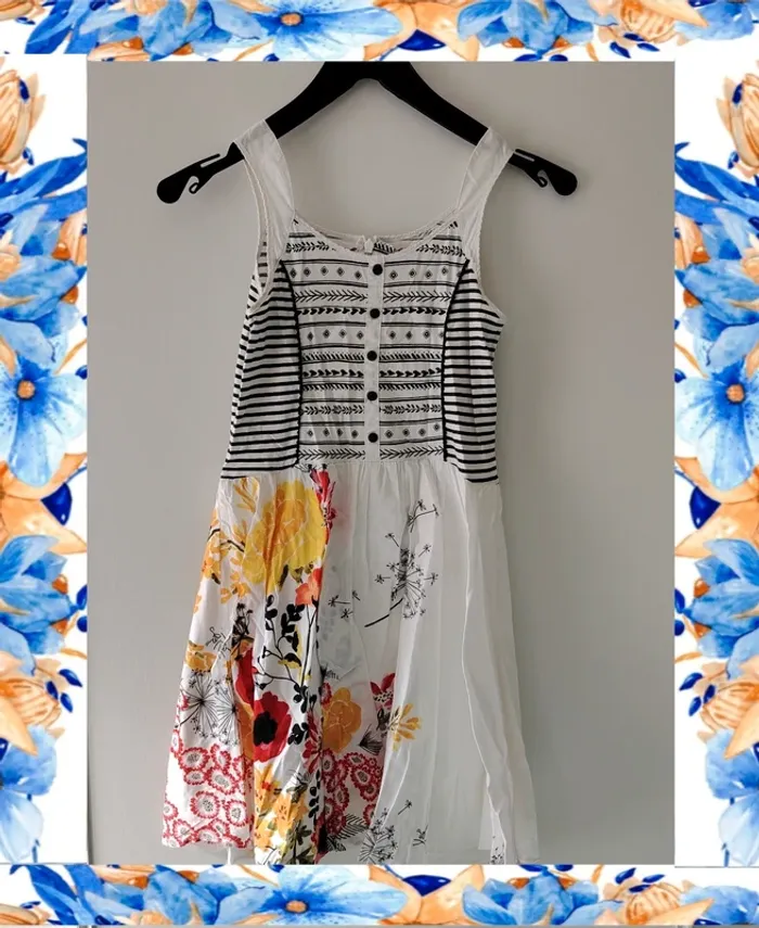 Ensemble robe + gilet blanc fleuri CAtimini 10 ans - photo numéro 3