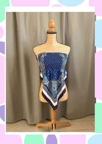 🟦 Haut bandana bleu smocké, neuf, Shein (Taille L)