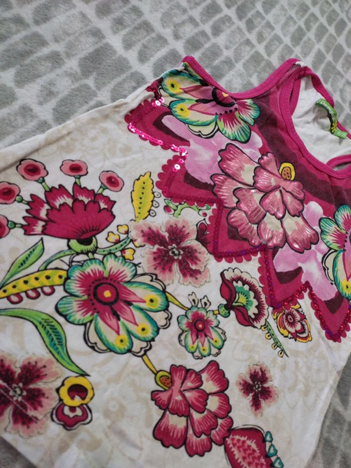 Débardeur dos nageur paillettes rose multicolore Desigual 8 ans - photo numéro 2