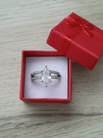 Ensemble de 2 bagues, Alliance + Bague coupe marquise, taille 60 - N° 02