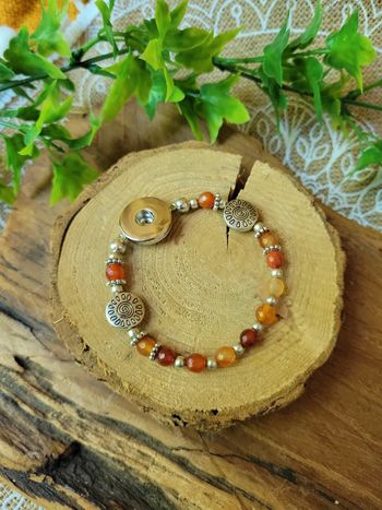 Bracelet pour bouton pression 18mm perles agate