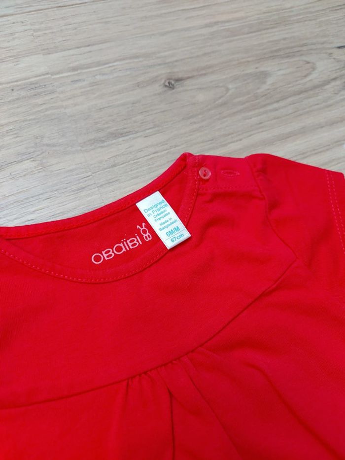 T-shirt rouge Obaibi 6 mois - photo numéro 2