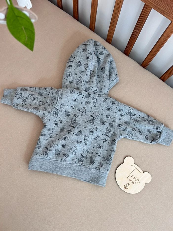 Sweat fermeture zip garçon ours 3 mois - photo numéro 5