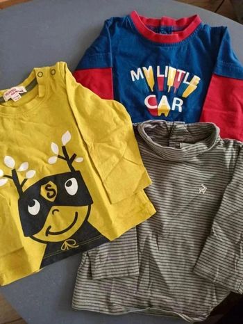 Lot 3 t-shirts manches longues 12 mois