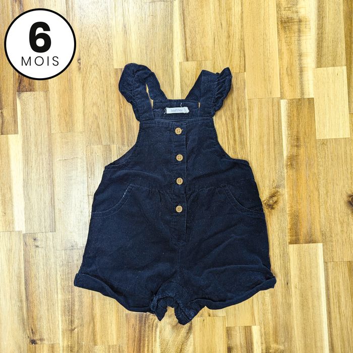 Salopette short en velours côtelé bleu marine - bébé 6 mois